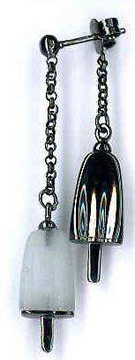 AMBROSINI JEWELS -  ORECCHINI doppi ARGENTO 925Â° ghiacciolo finitura brunita pietra bianca (OG...