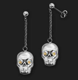 AMBROSINI JEWELS - ORECCHINI ARGENTO 925Â° teschio finitura bianca (OT 01)