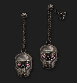 AMBROSINI JEWELS - ORECCHINI ARGENTO 925Â° teschio finitura brunita (OT 03)