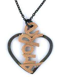 AMBROSINI JEWELS - PENDENTE ARGENTO 925Â° cuore finitura brunita satinata scritta rosÃ© (PC 0...