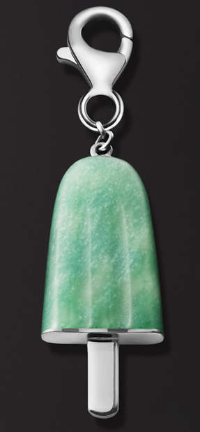 AMBROSINI JEWELS -  PENDENTE ARGENTO 925Â°  ghiacciolo finitura bianca pietra verde  piccolo (2...