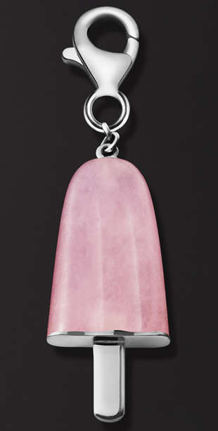 AMBROSINI JEWELS -  PENDENTE ARGENTO 925Â°  ghiacciolo finitura bianca pietra rosa piccolo (21x...