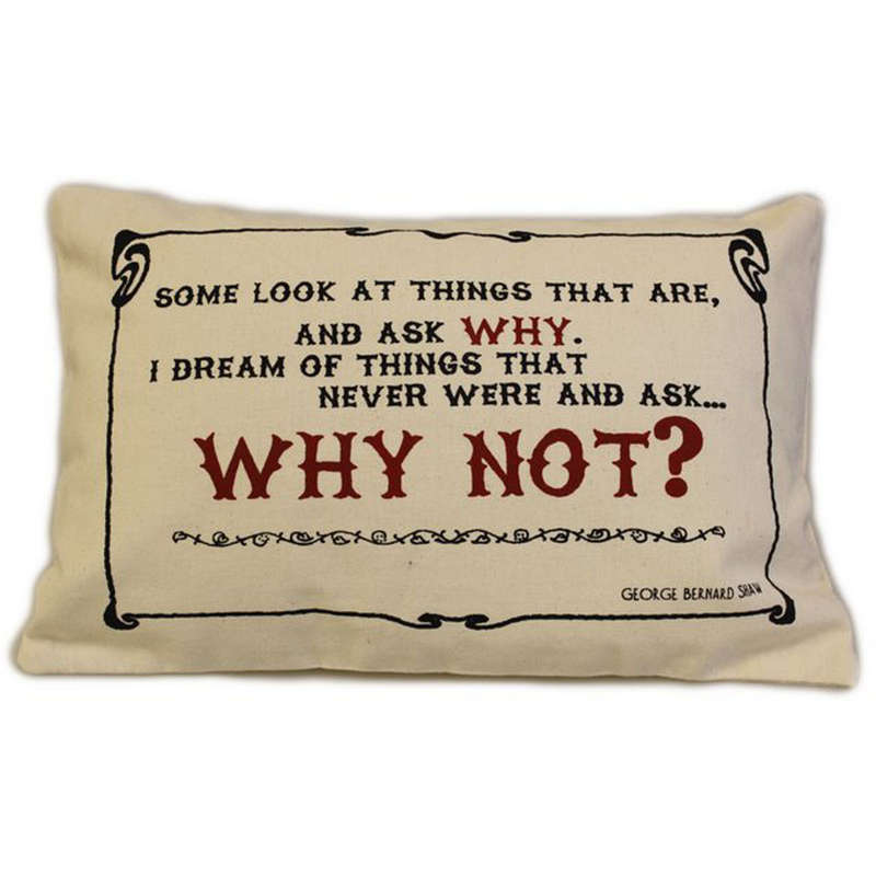 CUSCINI LETTERARI - Copricuscino in Juta lavata / Cotton pillow case  WHY NOT - Size 38x25cm (SLE...