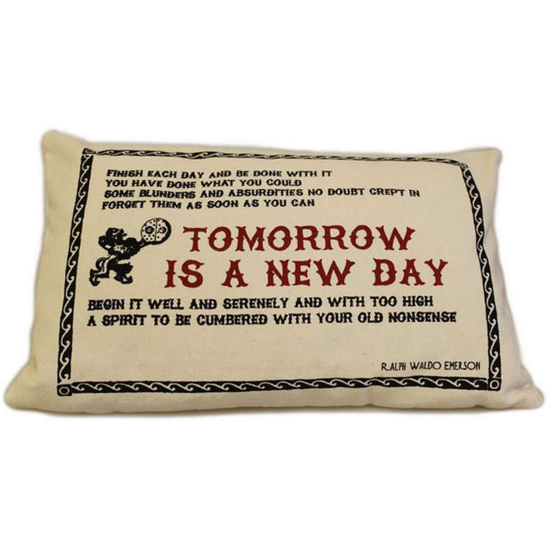 CUSCINI LETTERARI - Copricuscino in Juta lavata / Cotton pillow case  TOMORROW - Size 38x25cm (SL...