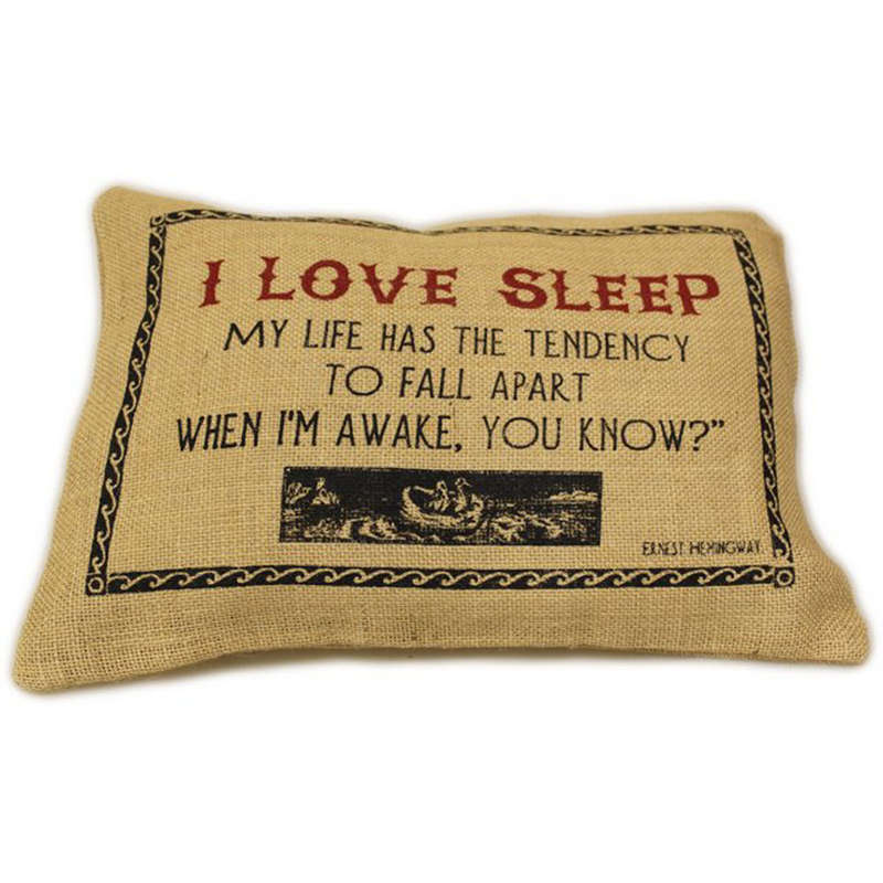 CUSCINI LETTERARI - Copricuscino in Juta lavata / Juta washed pillow case LOVE SLEEP - Size 38x25...