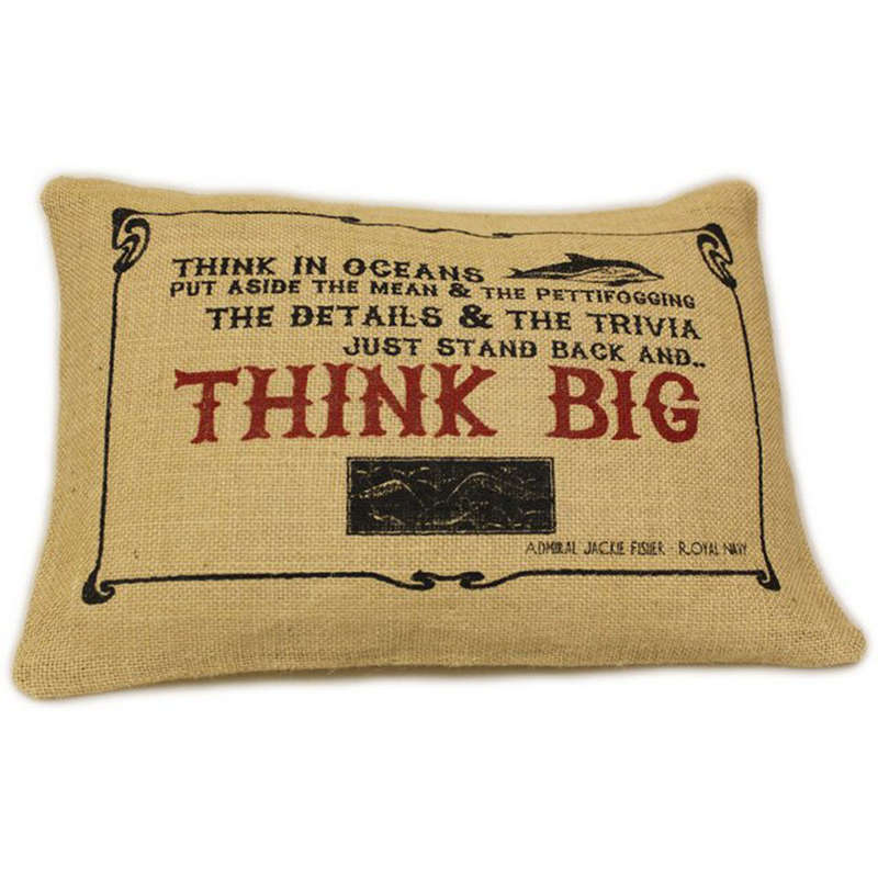 CUSCINI LETTERARI - Copricuscino in Juta lavata / Juta washed pillow case THINK BIG - Size 38x25c...