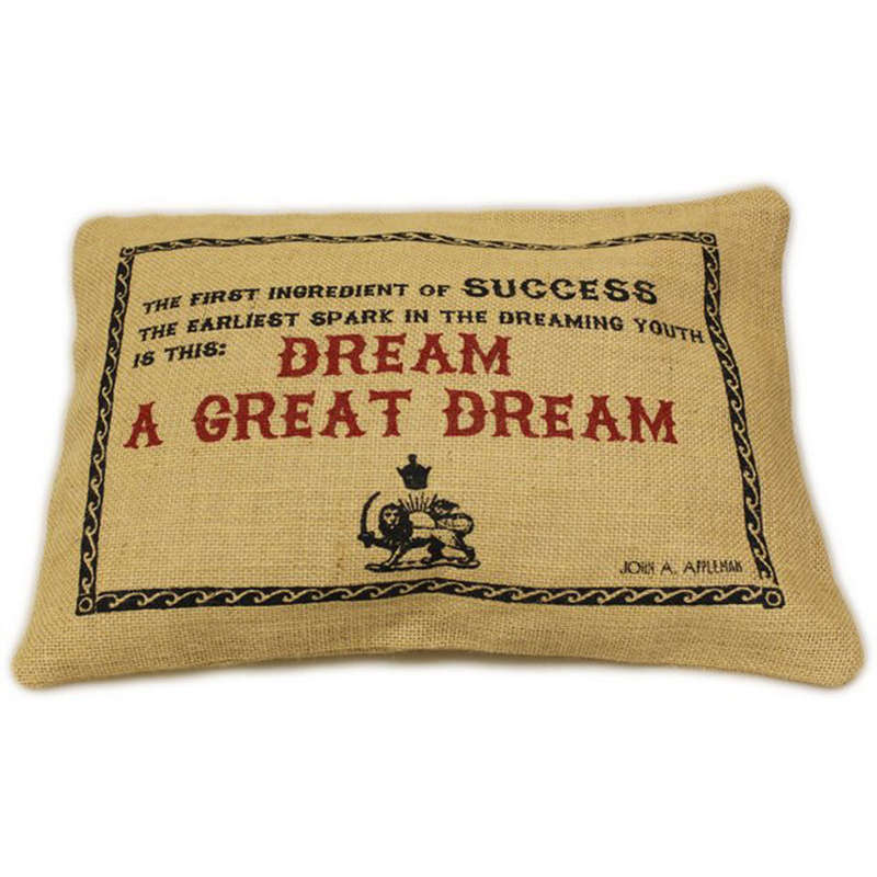 CUSCINI LETTERARI - Copricuscino in Juta lavata / Juta washed pillow case GREAT DREAM - Size 38x2...