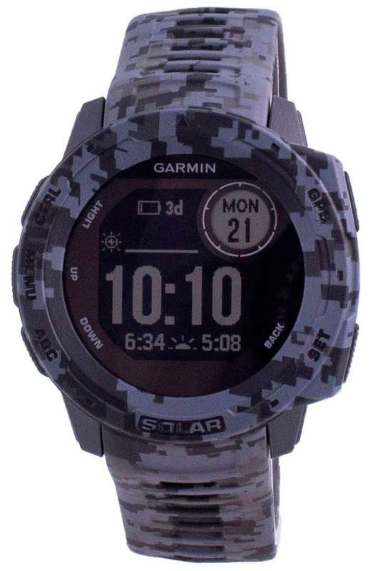 Garmin Instinct Solar Tactical Edition Graphite Camo Silicone Band 010-02293-05 Multisport Watch ...
