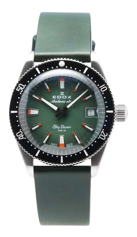 Edox Skydiver Special Edition Green Dial Automatic Diver's 801313NCVI 300M Men's Watch With Extra...