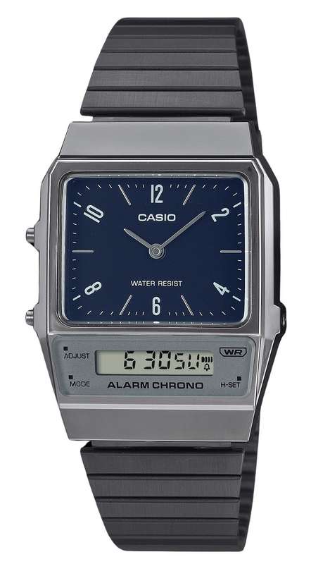 Casio Vintage Analog Digital Dual Time Stainless Steel Bracelet Blue Dial Quartz AQ-800EB-2A Unis...