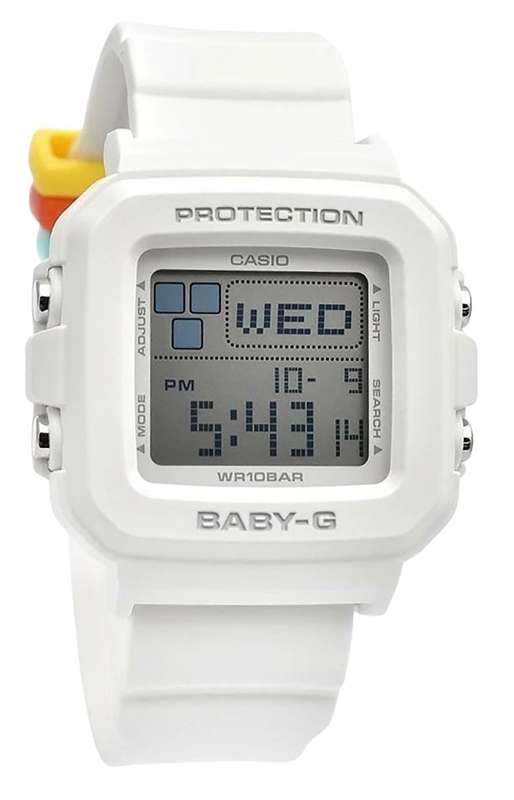 Casio Baby-G Plus Digital White Resin Strap Quartz BGD-10L-7 100M Women's Watch With Extra Band L...