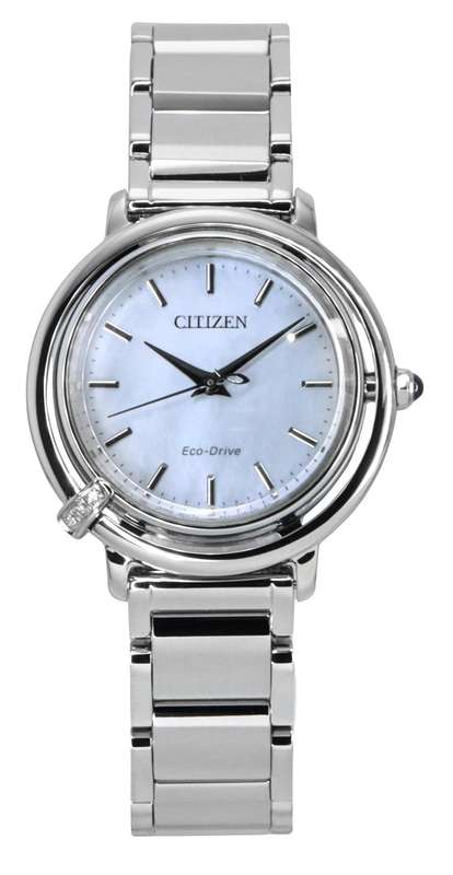 Citizen L Arcly Diamond Accent Stainless Steel Mother Of Pearl Dial Eco-Drive EM1090-60D Women's ...