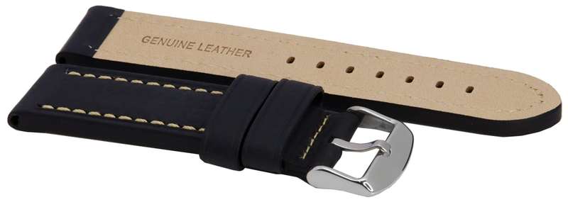 Black Ratio Brand Leather Strap 22mm For SKX007, SKX009, SKX011, SRP497, SRP641- Watch Strap