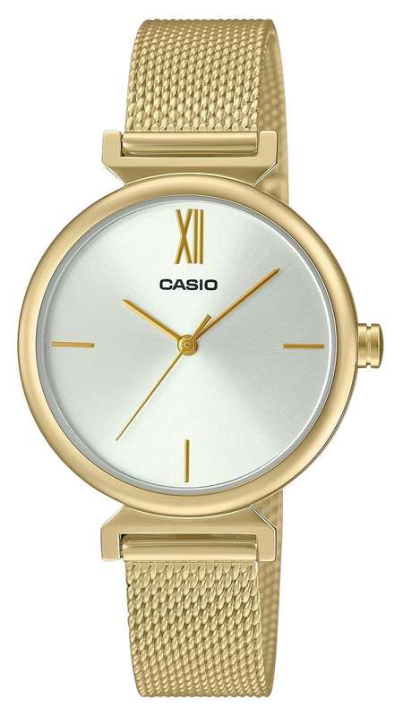 Casio Analog Gold Tone Stainless Steel White Dial Quartz LTP-2024VMG-7C Women's Watch With Bangle...