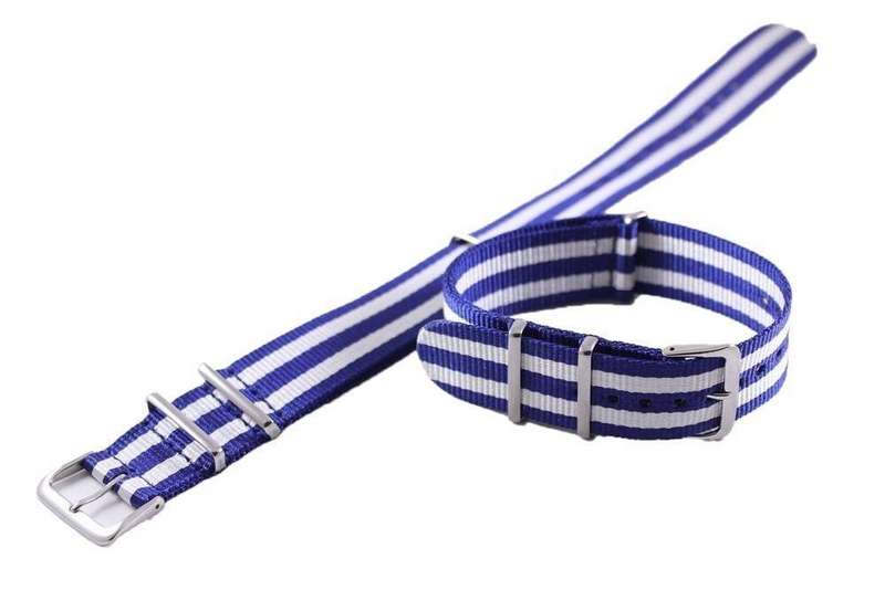 Ratio Blue And White Nato Watch Strap 22mm