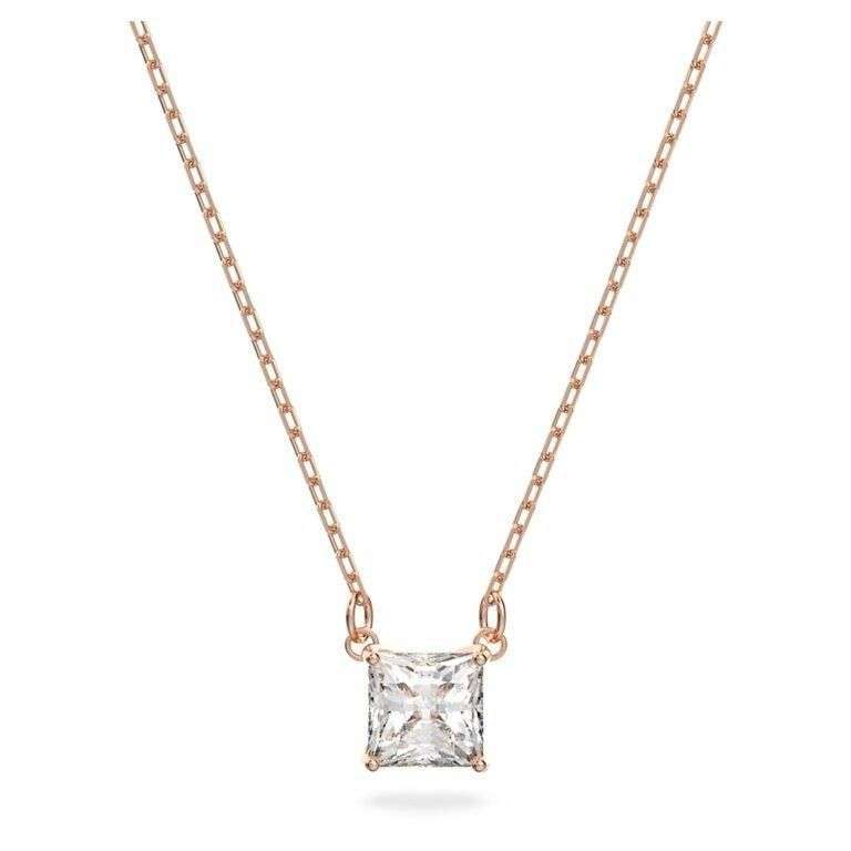 Swarovski Stilla Attract Clear Crystals And Rose Gold Tone Necklace 5510698 For Women