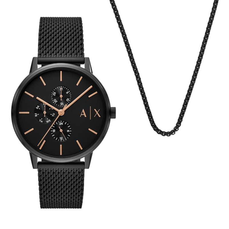A|X Armani Exchange Men's Watch and Necklace Jewellery Set (AX7162SET)