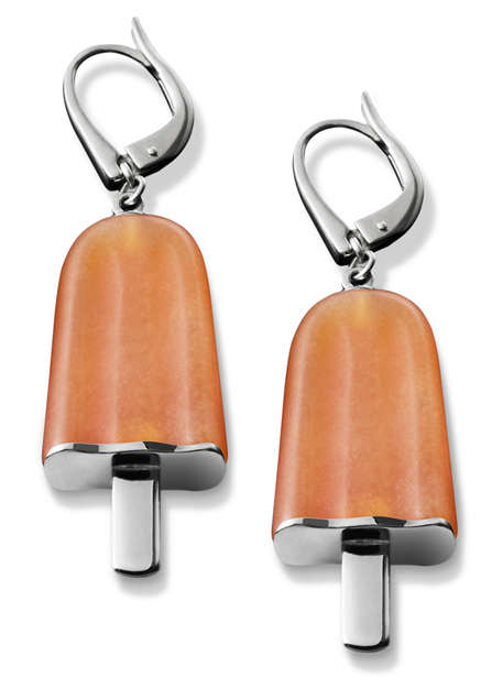 Ambrosini Jewels -  Orecchini Argento 925°  Ghiacciolo Finitura Bianca Pietra Arancio Medi (21x1...