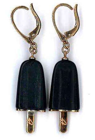 Ambrosini Jewels -  Orecchini Argento 925°  Ghiacciolo Finitura Rosé Pietra Nera Medi (21x14 Mm...
