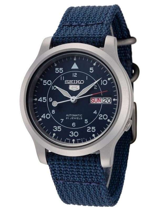 Refurbished Seiko 5 Nylon Strap Blue Dial Automatic 21 Jewels SNK807K2 Men's Watch