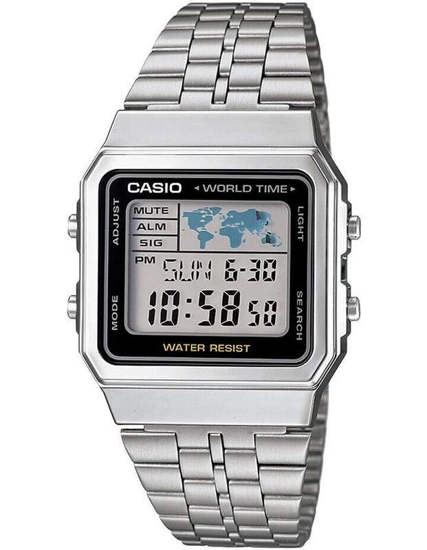 CASIO VINTAGE WORLD TIME - SILVER & BLACK (A500WA-1DF)