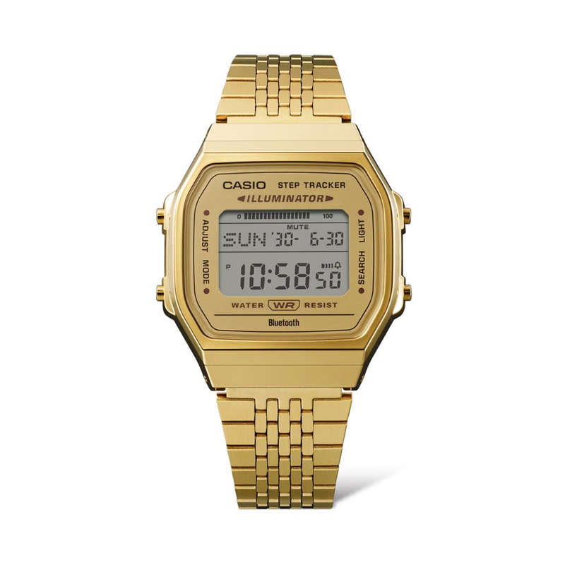 CASIO VINTAGE BLUETOOTHÂ®  SMARTPHONE LINK - GOLD - built-in accelerometer senses body movement...
