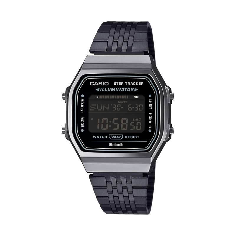 CASIO VINTAGE BLUETOOTHÂ® SMARTPHONE LINK - BLACK - built-in accelerometer senses body movement...