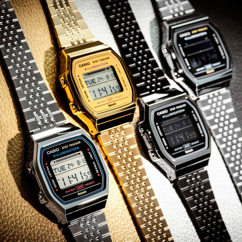 CASIO VINTAGE BLUETOOTHÂ® SMARTPHONE LINK - BLACK - built-in accelerometer senses body movement...