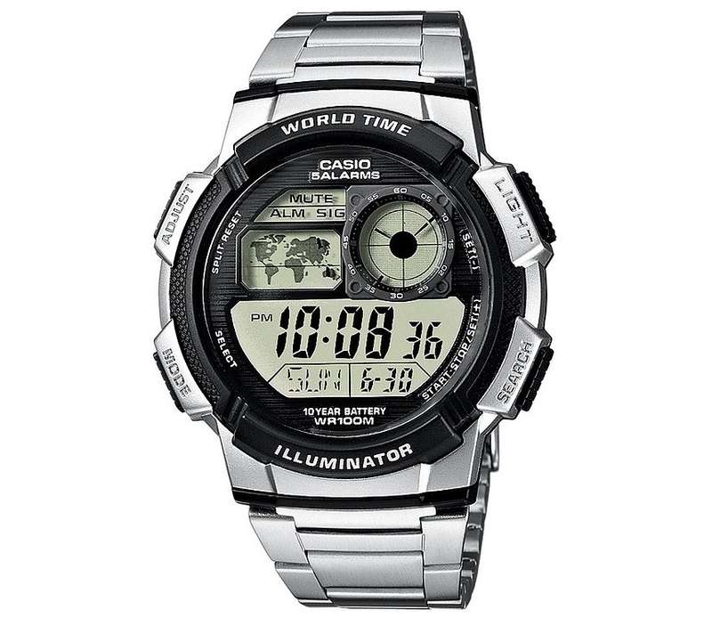 CASIO SPORT DIVER - WORLD TIME ILLUMINATOR - 5 ALARMS, 10 YEARS BATTERY (AE-1000WD-1AVDF)