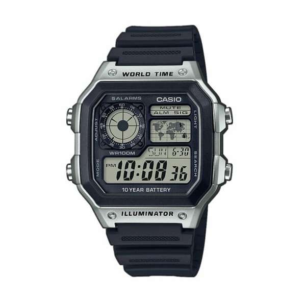 CASIO SPORT DIVER - WORLD TIME ILLUMINATOR 5 ALARMS - FUTURE CLASSIC COLLECTION - BLACK SILVER (A...