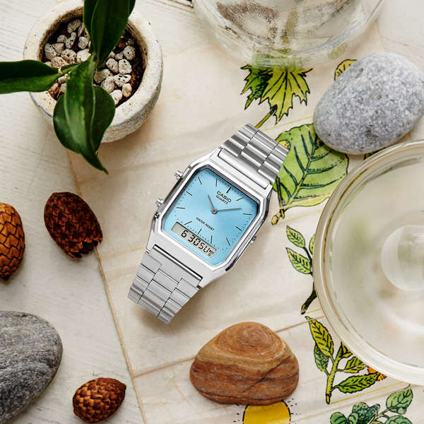 CASIO VINTAGE EDGY COLLECTION SUNRAY DIAL - LIGHT BLUE (AQ-230A-2A1MQYES)