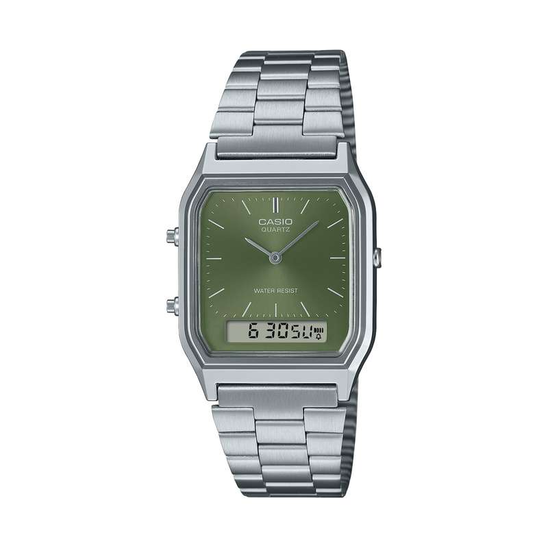 CASIO VINTAGE EDGY COLLECTION SUNRAY DIAL - GREEN MOSS (AQ-230A-3AMQYES)