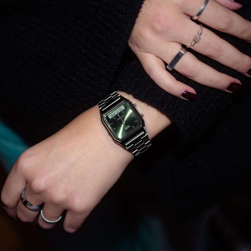 CASIO VINTAGE EDGY COLLECTION SUNRAY DIAL - GREEN MOSS (AQ-230A-3AMQYES)