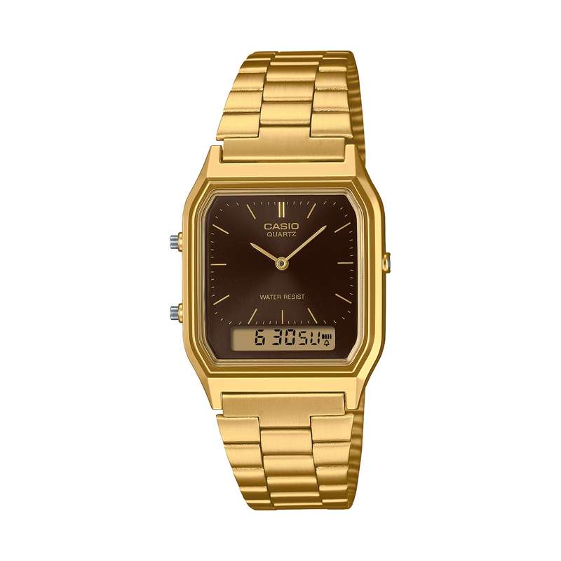 CASIO VINTAGE EDGY COLLECTION SUNRAY DIAL, GOLD - BLACK (AQ-230GA-5AMQYES)