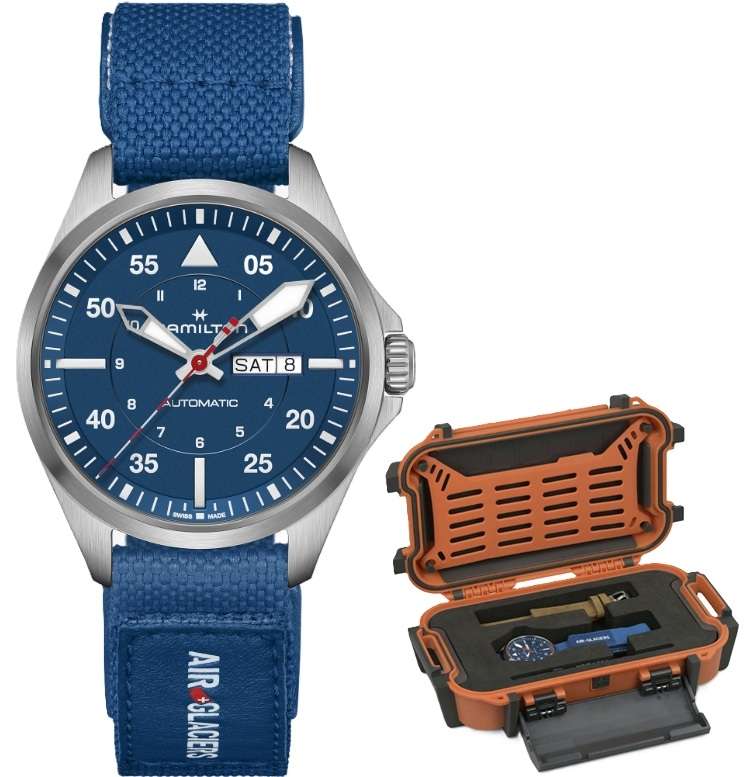 HAMILTON KHAKI AVIATION PILOT DAY DATE AUTO - AIR-GLACIERS Special Edition + Extra Strap (H64655941)