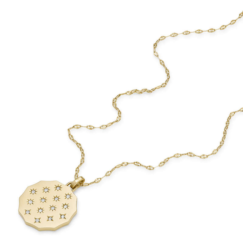 Fosssil Women's Sadie Scalloped Edge Gold-Tone Stainless Steel Pendant Necklace (JF04382710)