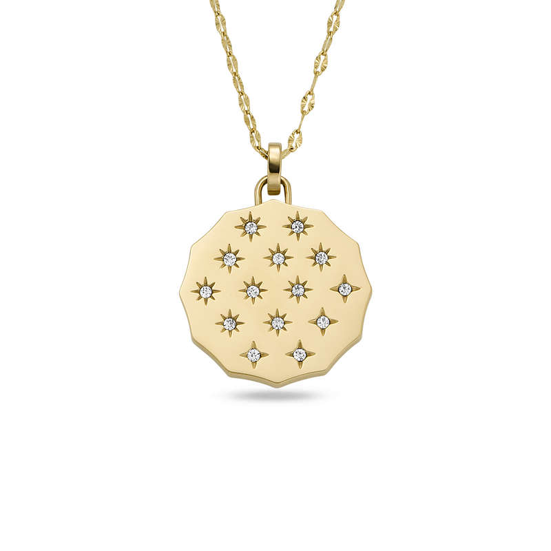 Fosssil Women's Sadie Scalloped Edge Gold-Tone Stainless Steel Pendant Necklace (JF04382710)