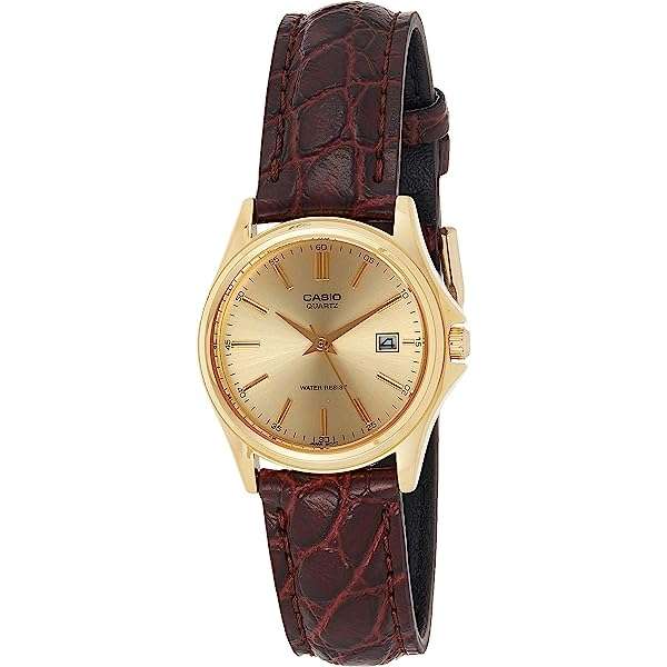 CASIO COLLECTION LADY DATE LEATHER - GOLD (LTP-1183Q-9ADF)