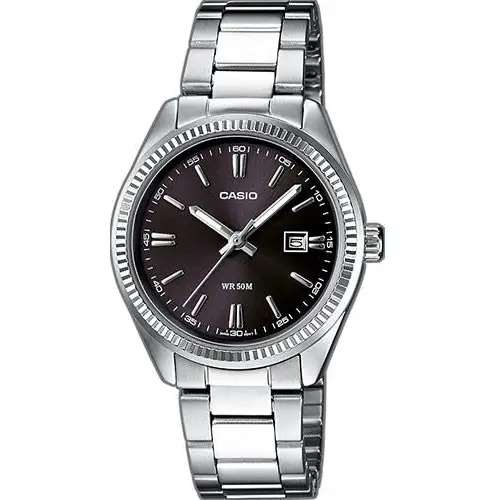 CASIO COLLECTION LADY DATE - BLACK (LTP-1302D-1A1VDF)