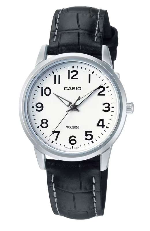 CASIO COLLECTION LADY 3H - LEATHER, WHITE (LTP-1303PL-7BVDF)
