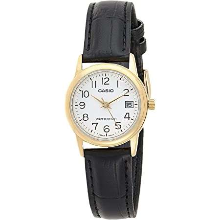 CASIO COLLECTION LADY DATE GOLD, LEATHER - WHITE (LTP-V002GL-7B2UDF)