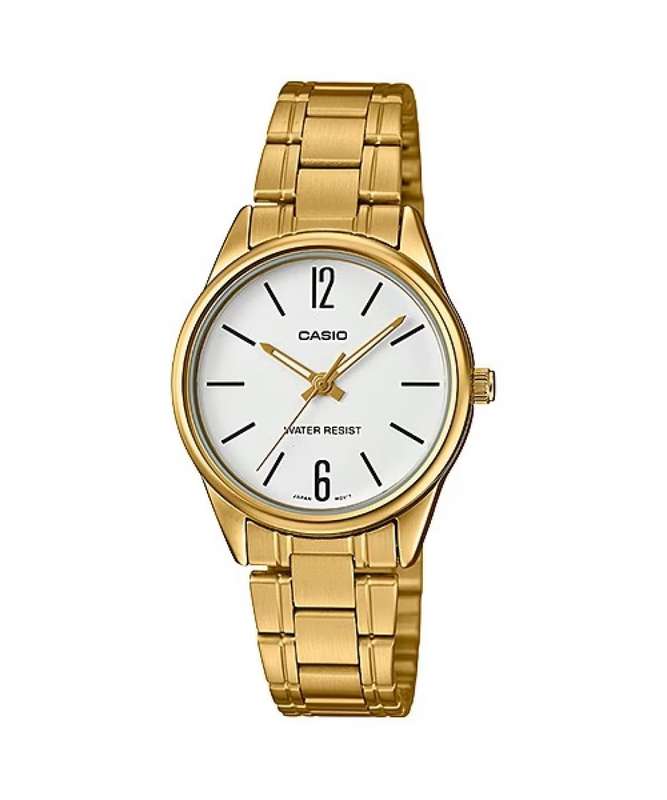 CASIO COLLECTION ONLY TIME LADY GOLD SERIE - WHITE (LTP-V005G-7BUDF)