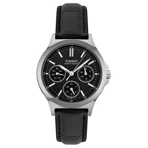 CASIO COLLECTION LADY MULTIFUNCTION, LEATHER - BLACK (LTP-V300L-1AUDF)