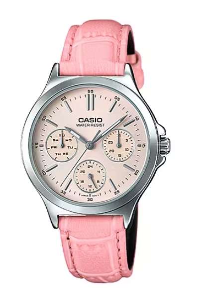 CASIO COLLECTION LADY MULTIFUNCTION, LEATHER - PINK (LTP-V300L-4AUDF)