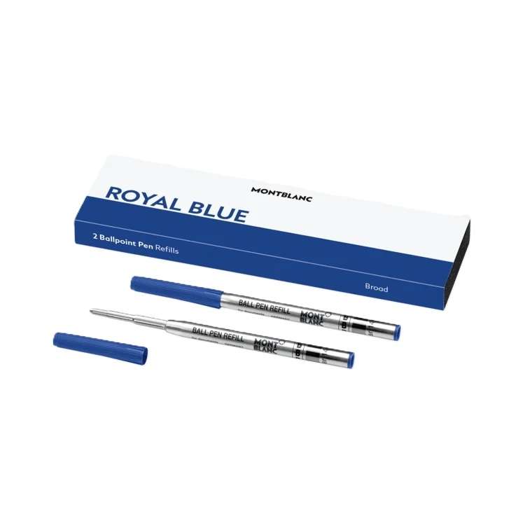 MONTBLANC ROYAL BLUE - REFILLS  BALL PEN - BROAD - 2 PCS (MB128215)
