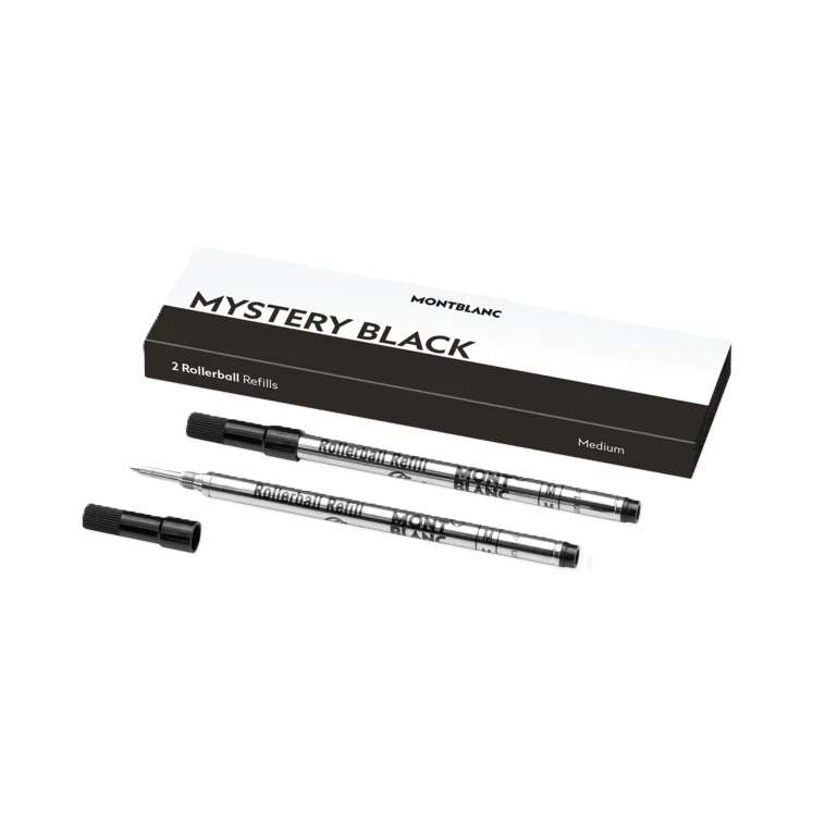 MONTBLANC  MISTERY BLACK - REFILLS  ROLLER BALL PEN - MEDIUM -2 PCS (MB128231)