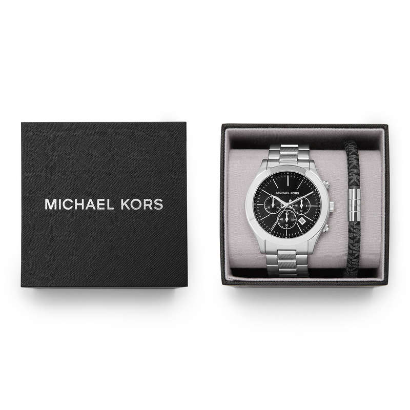 Michael Kors Slim Runway Men's Jewellery Set - Watch & Bracelet (MK1056SET)