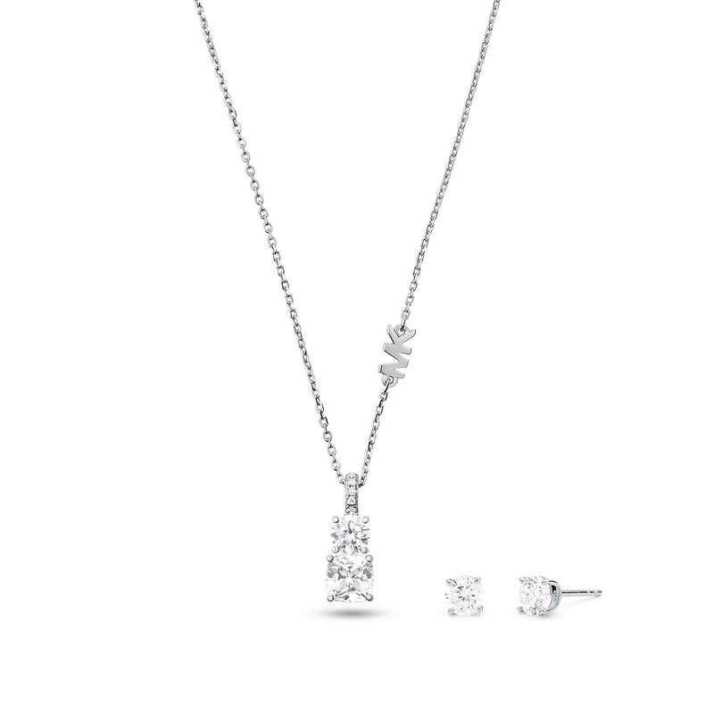 MICHAEL KORS PREMIUM SILVER COLLECTION MKC1545AN040 Special Pack Necklace + Earrings (MKC1545AN040)