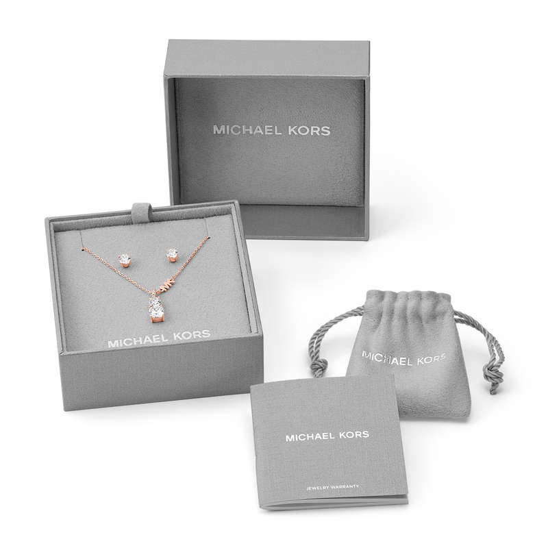 MICHAEL KORS PREMIUM SILVER COLLECTION MKC1545AN791 Special Pack Necklace + Earrings (MKC1545AN791)