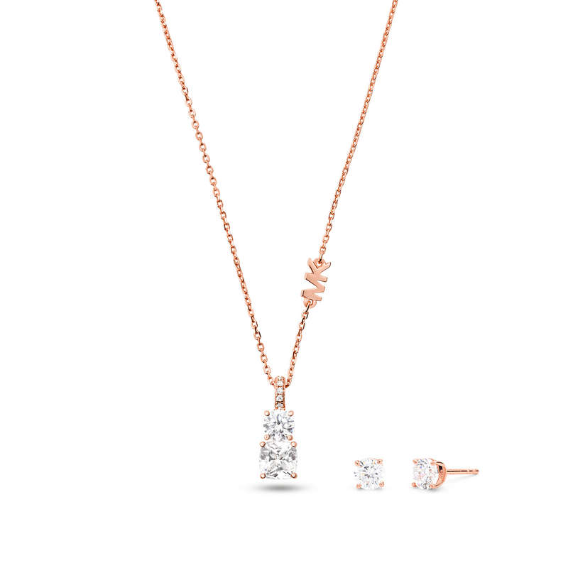 MICHAEL KORS PREMIUM SILVER COLLECTION MKC1545AN791 Special Pack Necklace + Earrings (MKC1545AN791)